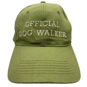 Official Dog Walker Hat Green Embroidered Adjustable Dad Cap 100% Cotton Taiwan